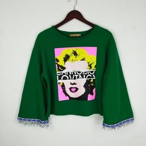 Modern Boho Crop Sweater - Large